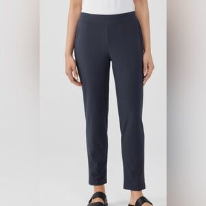 Eileen Fisher Navy Washable Stretch Crepe Cropped Ankle Pants Size large petite